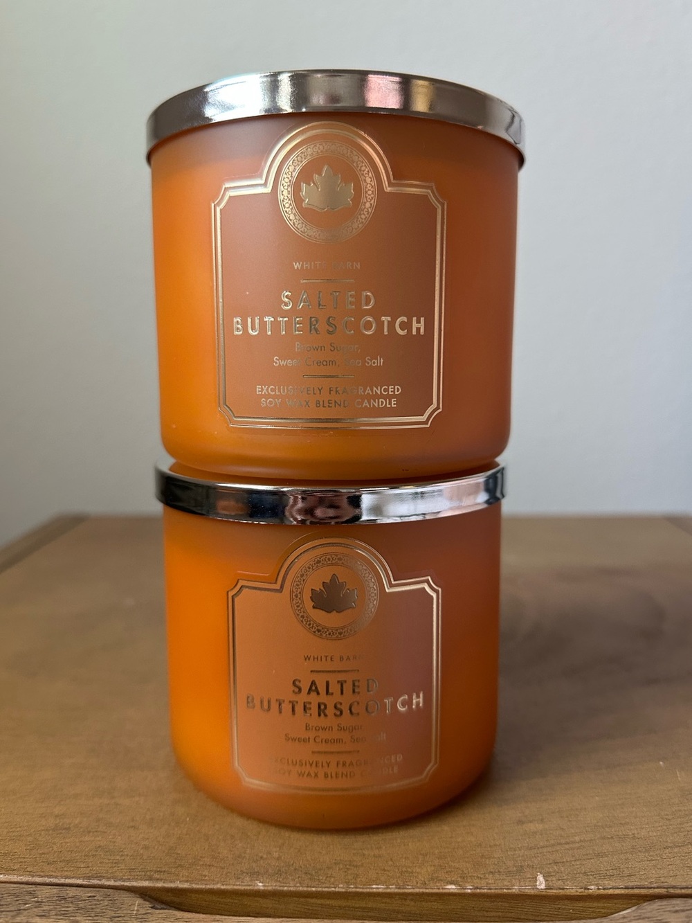 NEW bath and body works SALTED BUTTERSCOTCH 3 wick candles NEW